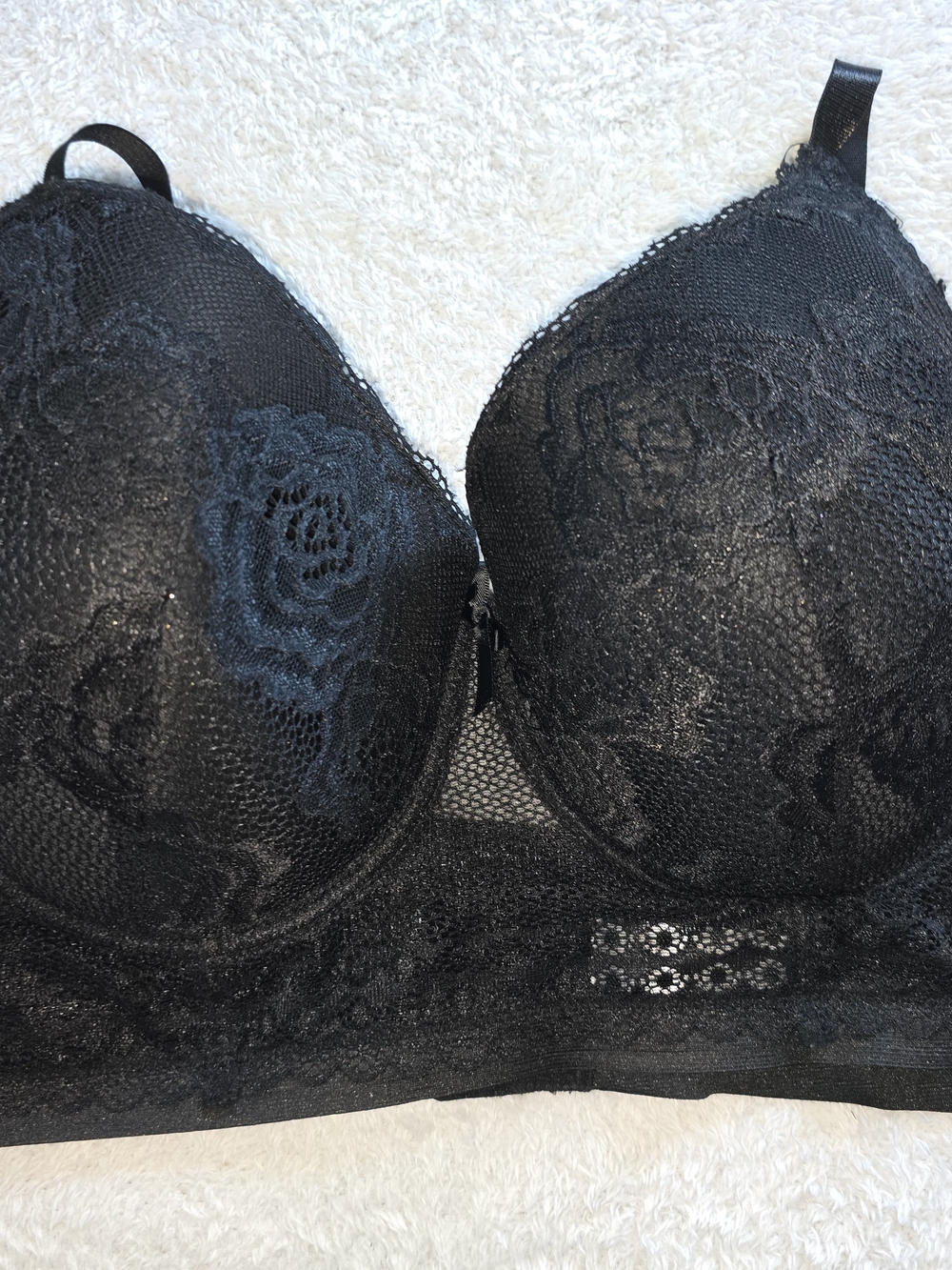 Delta Burke Black Floral Lace Underwire Bra